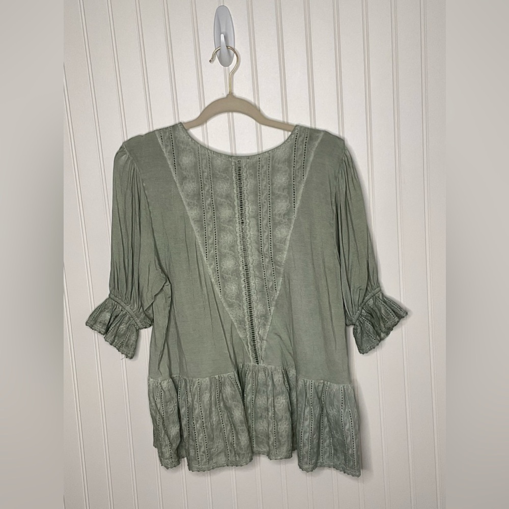 POL Victorian Romantic Sage Green Blouse Tunic Top NWT - Picture 5 of 6